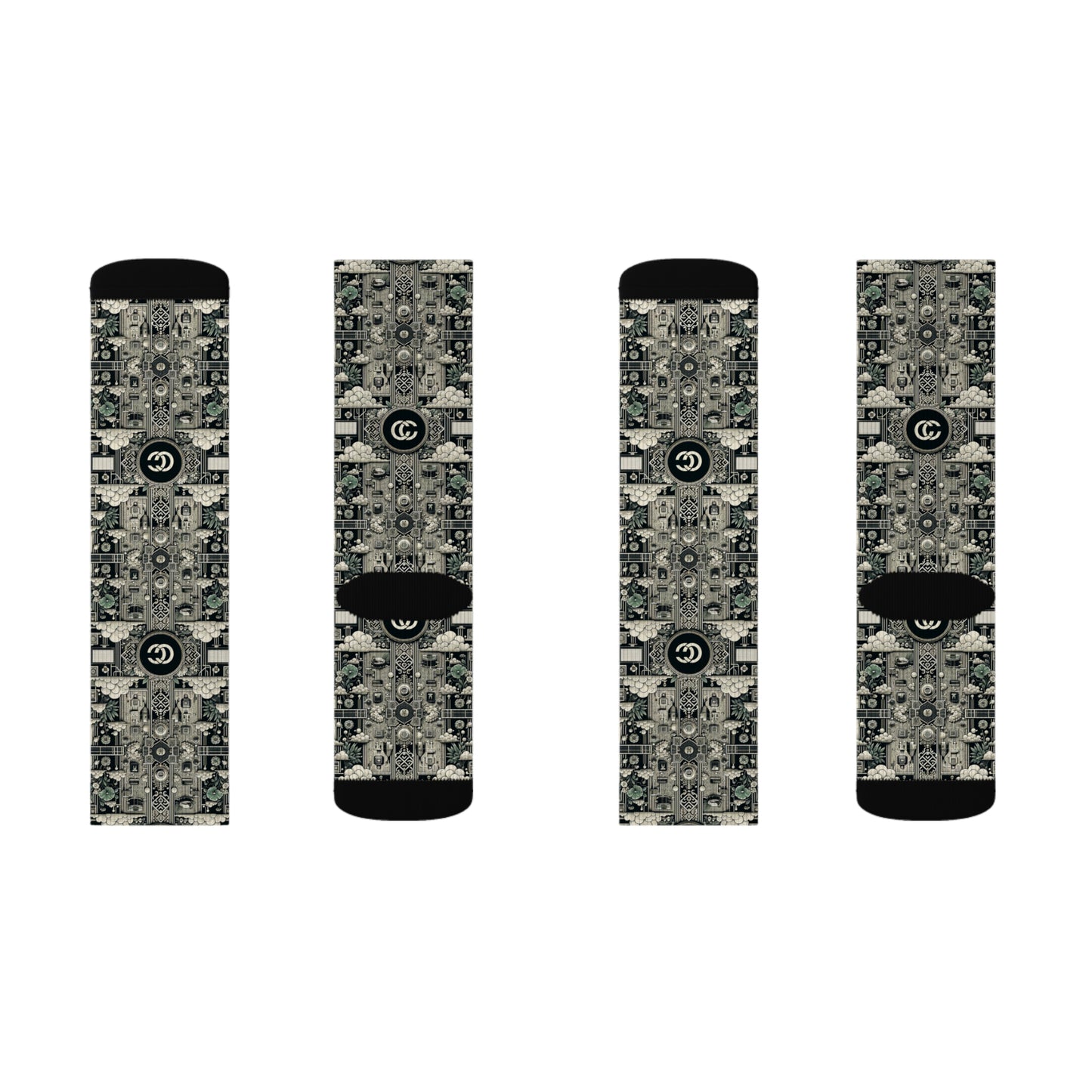 Cyber Garden Party Tech Garden Extravaganza Sublimation Socks - 8404 Design-54