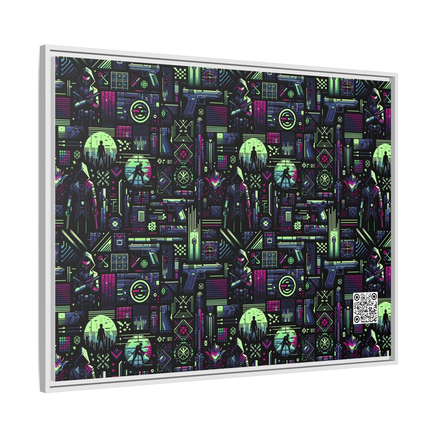 Tech Noir Futuristic Cyberpunk Matte Canvas, Framed (multi-Color) - 8404 Design-63 A