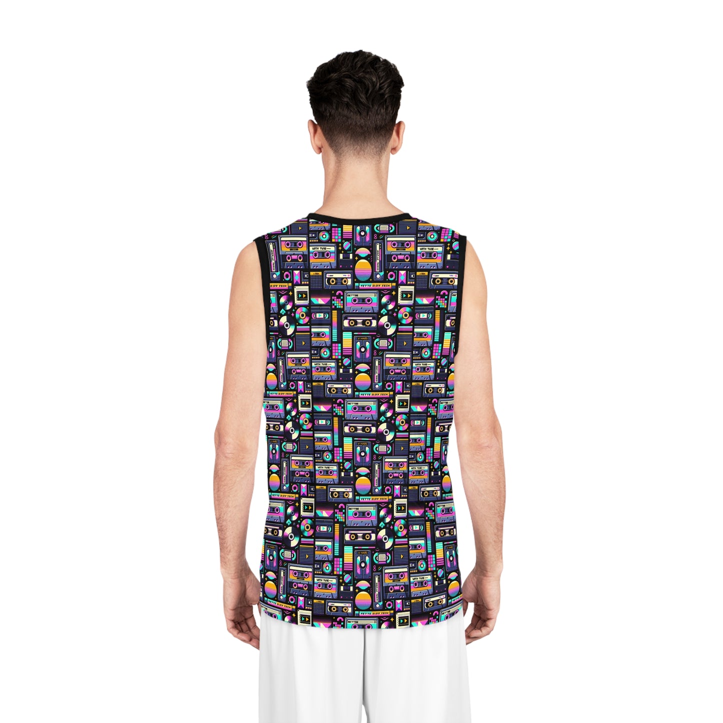 Digital Nostalgia Tech-Inspired Retro Fusion Basketball Jersey - 8404 Design-48