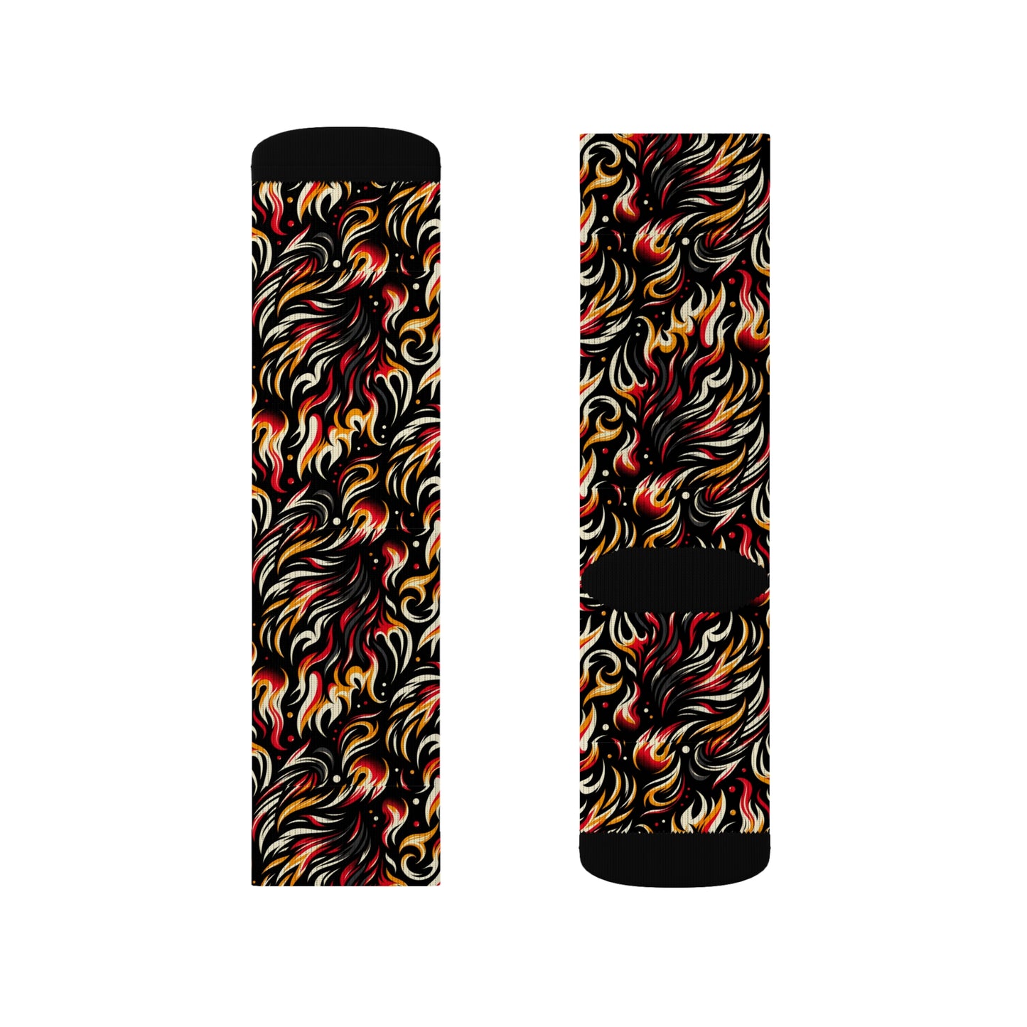 Fire & Flames Bold Streetwear Statement Sublimation Socks - 8404 Design-60