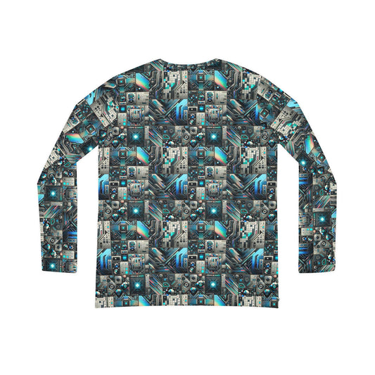 Tech-Infused Futurism Sleek Tech Edge Women's Long Sleeve V-Neck Shirt - 8404 Design-48