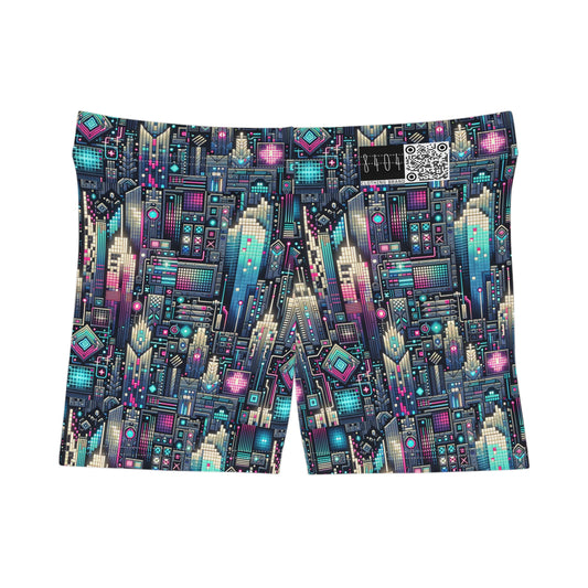 Digital Renaissance Tech-Forward Maximalism Women's Shorts - 8404 Design-56
