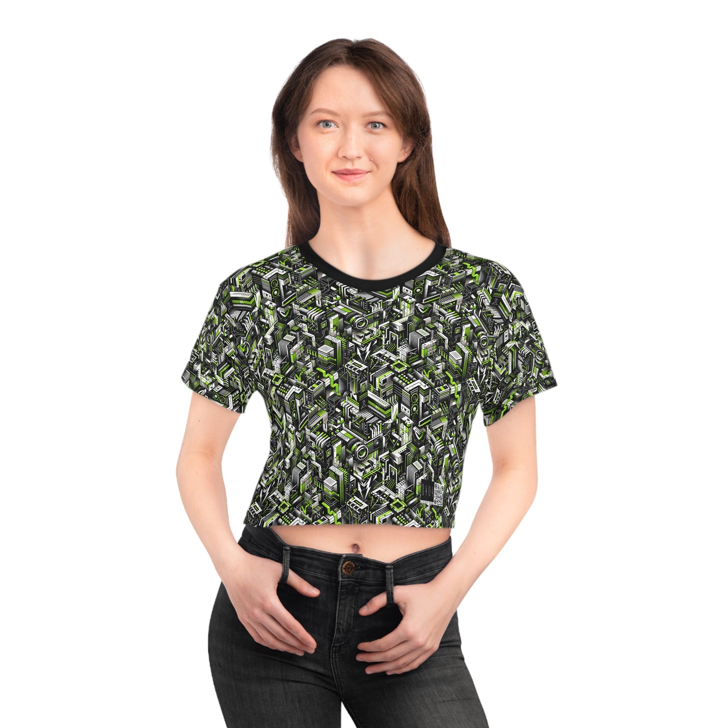 Graffiti Tech Fusion Bold Streetwear Fusion Crop Tee - 8404 Design-53