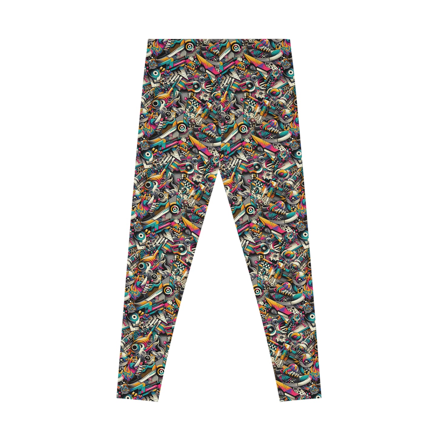 Urban Graffiti Fusion Eclectic Street Art Meets Modern Tech Culture Stretch Leggings - 8404 Design-55