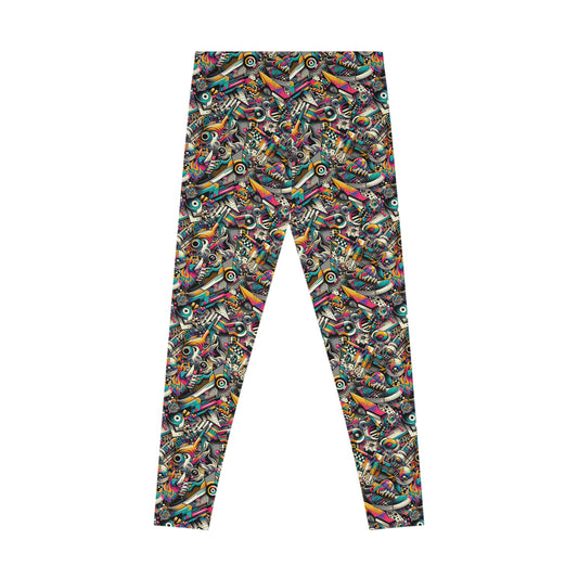 Urban Graffiti Fusion Eclectic Street Art Meets Modern Tech Culture Stretch Leggings - 8404 Design-55