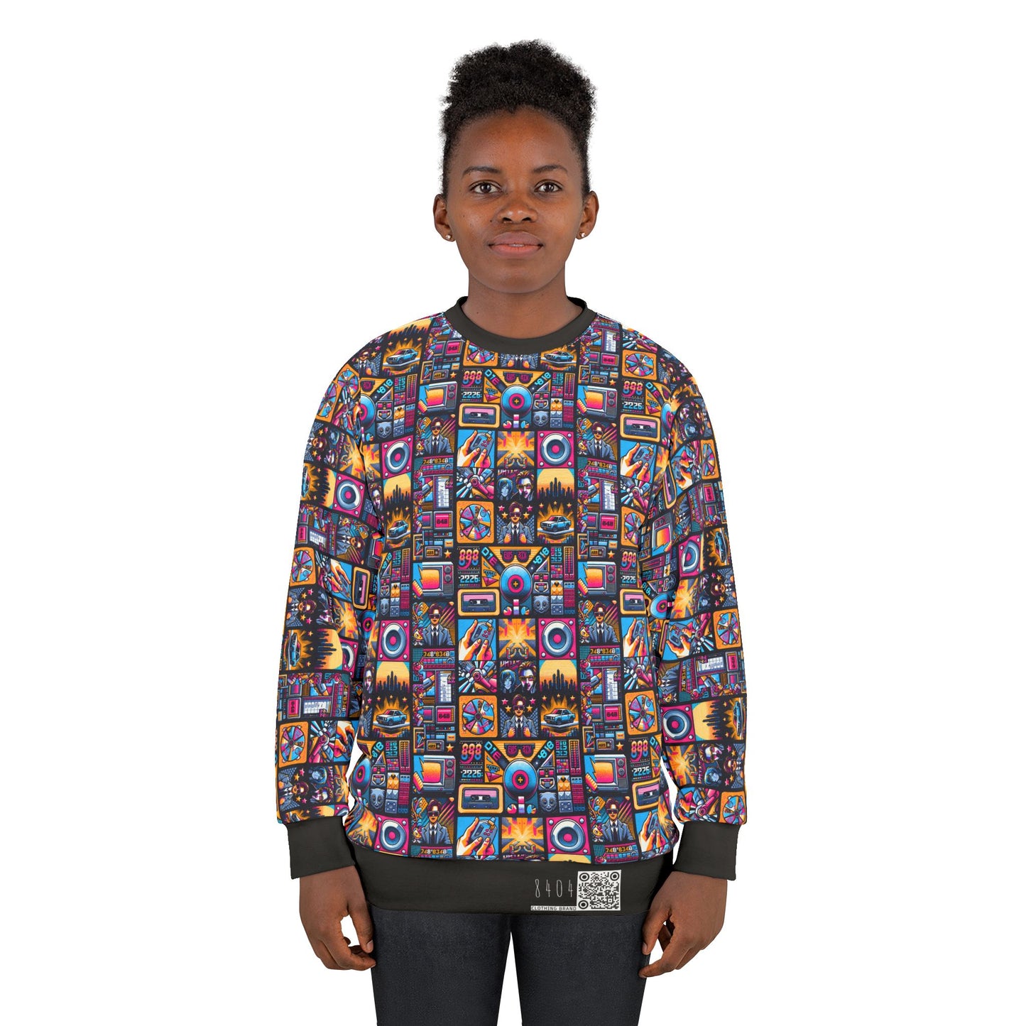 Digital Pop Culture Mashup Maximalist Pop Sweatshirt - 8404 Design-52