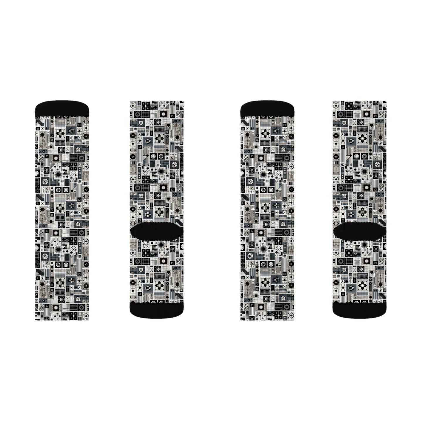 Digital Minimalism Minimalist Tech Sublimation Socks - 8404 Design-45