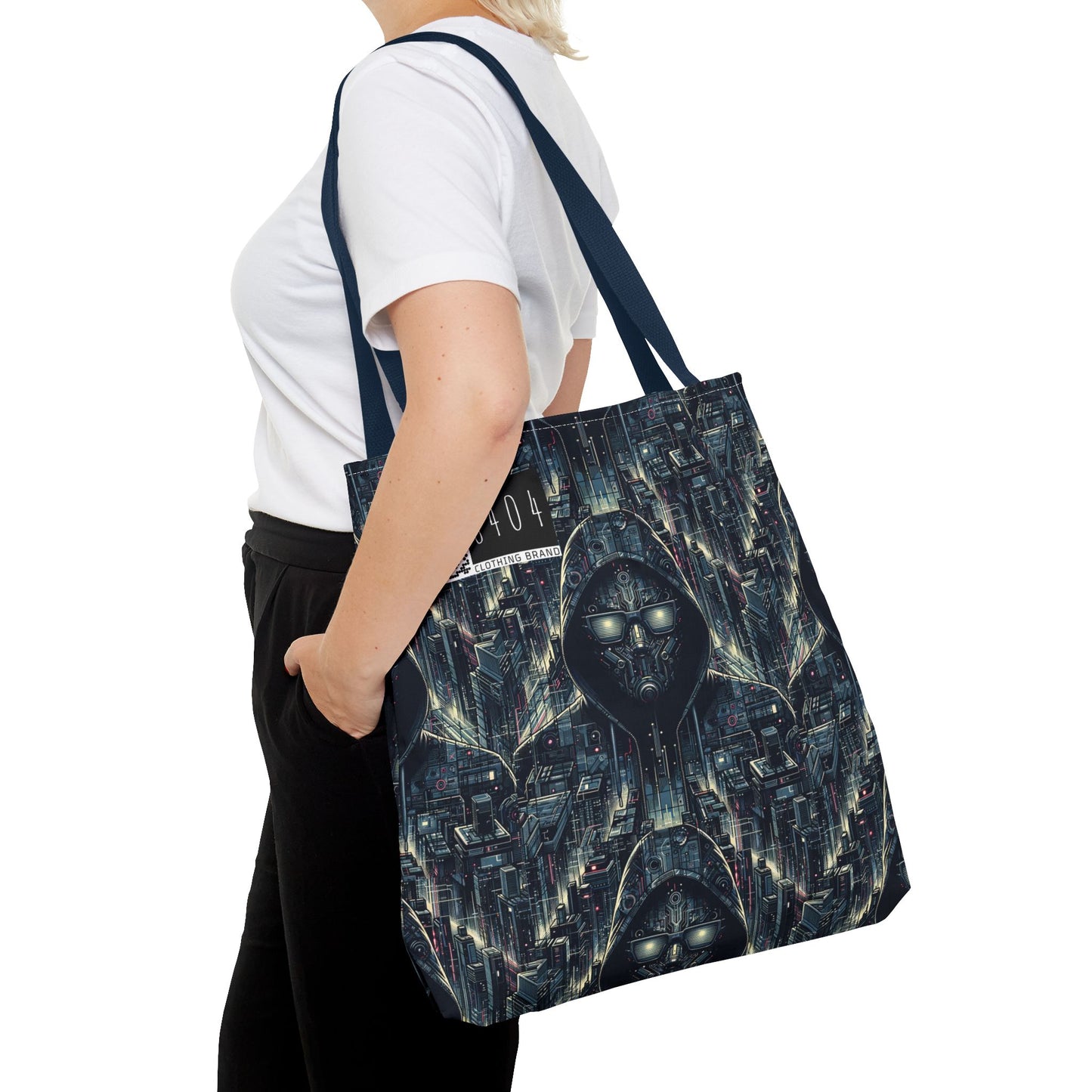 Tech Noir Aesthetics Sleek Tech Streetwear Tote Bag - 8404 Design-56
