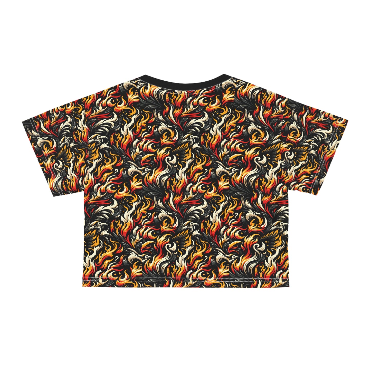 Fire & Flames Bold Streetwear Statement Crop Tee - 8404 Design-55