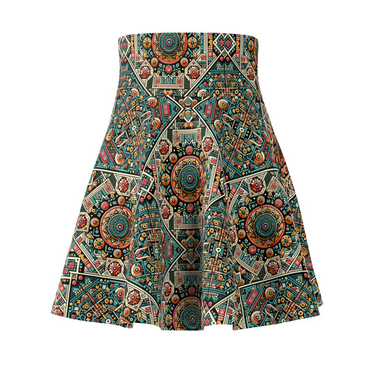 Cultural Fusion Tech Blend of Cultural Heritage With Tech-Inspired Elements Women's Skater Skirt - 8404 Design-74