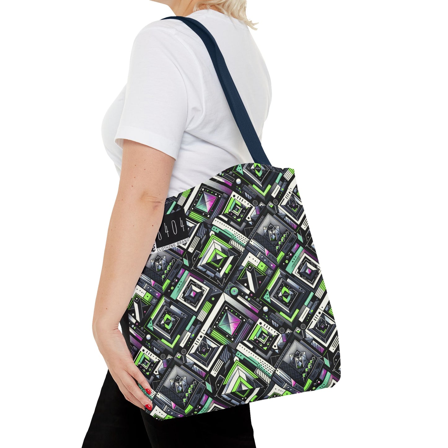 Retro Futurism Graphics Tech-Forward Streetwear Tote Bag - 8404 Design-48