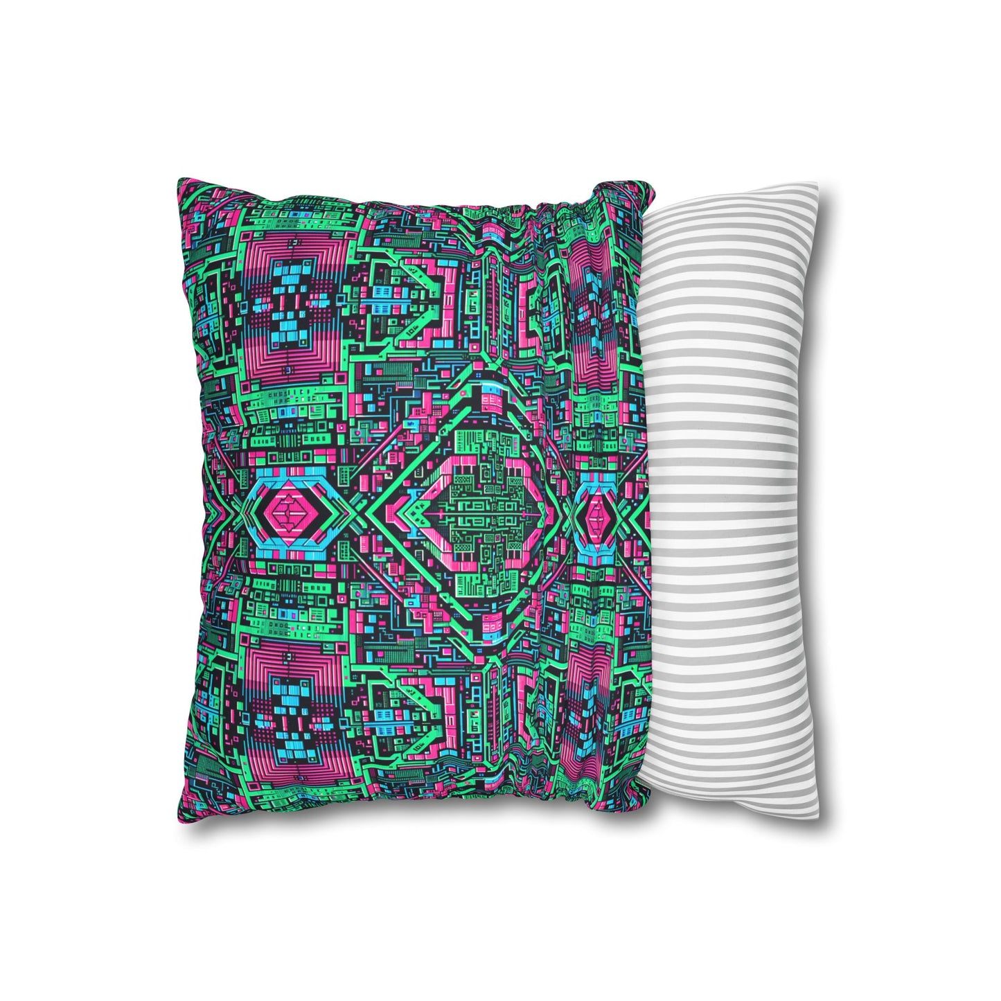 Digital Glitch Vibes Tech-Inspired Streetwear Faux Suede Square Pillowcase - 8404 Design-71