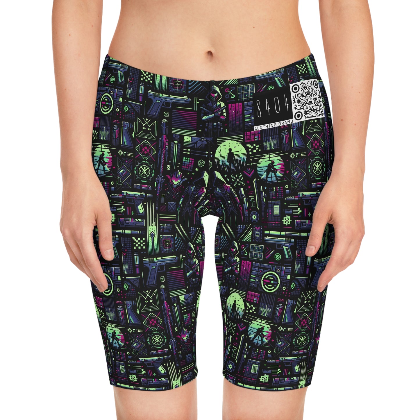 Tech Noir Futuristic Cyberpunk Women's Bike Shorts - 8404 Design-63