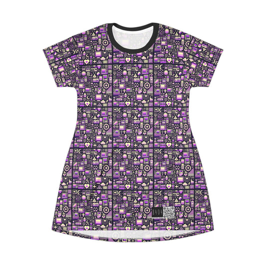 Digital Nostalgia Remix Modern Vintage Fusion T-Shirt Dress - 8404 Design-54