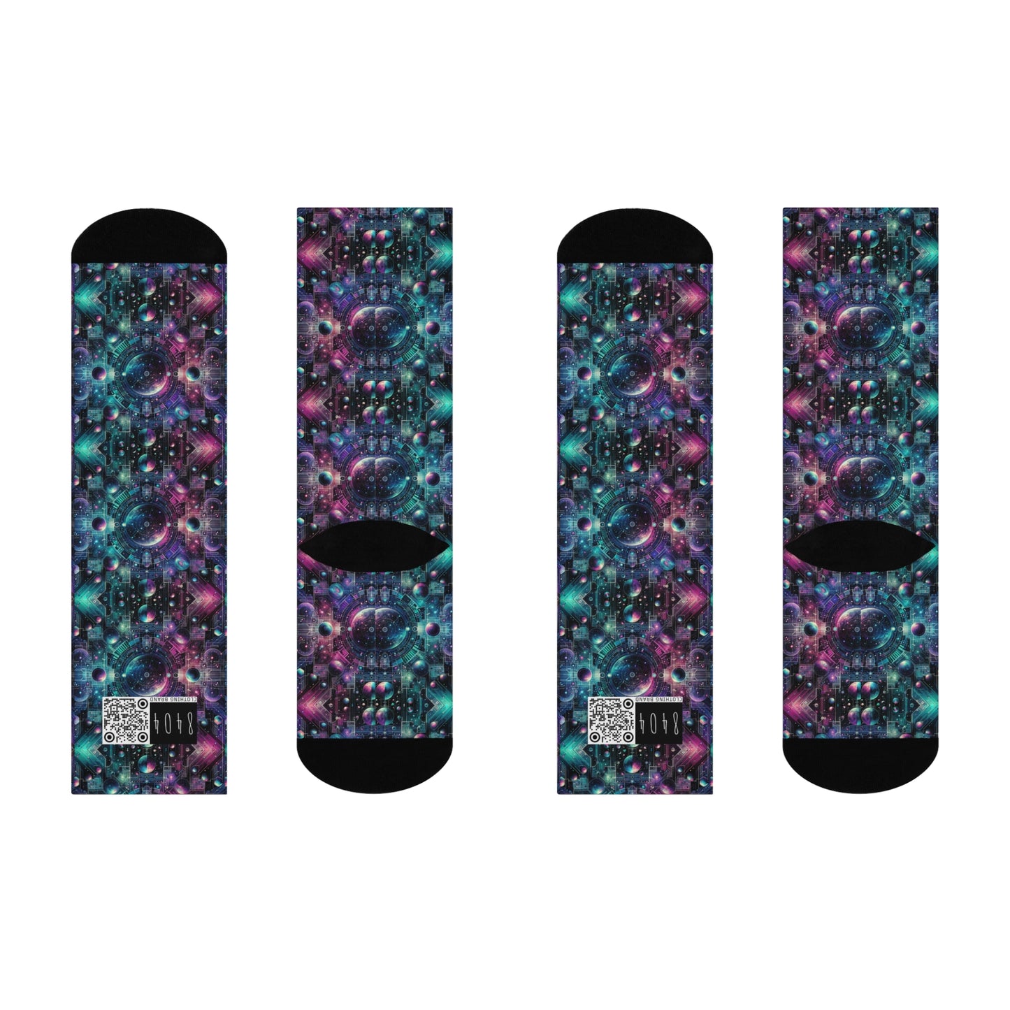 Galactic Hues Tech-Forward Cosmic Fusion Cushioned Crew Socks - 8404 Design-59