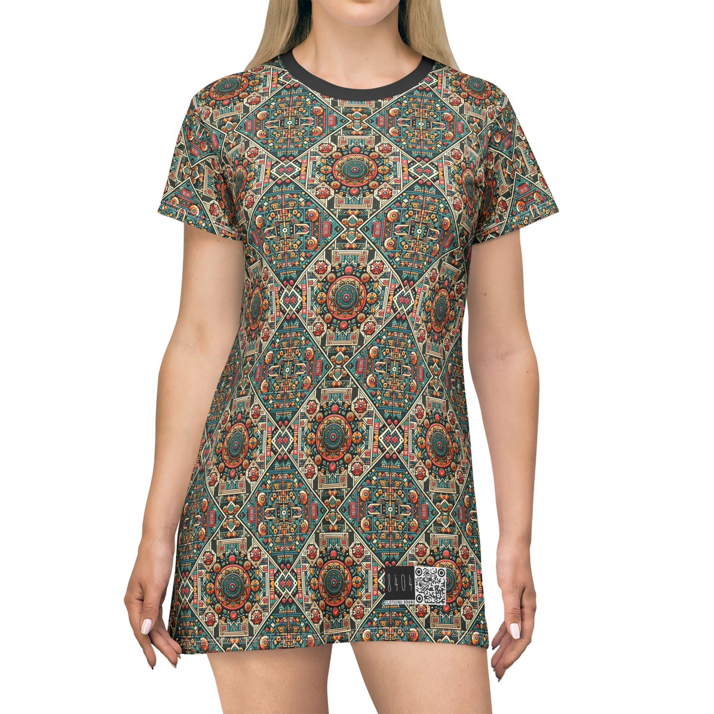 Cultural Fusion Tech Blend of Cultural Heritage With Tech-Inspired Elements T-Shirt Dress - 8404 Design-74