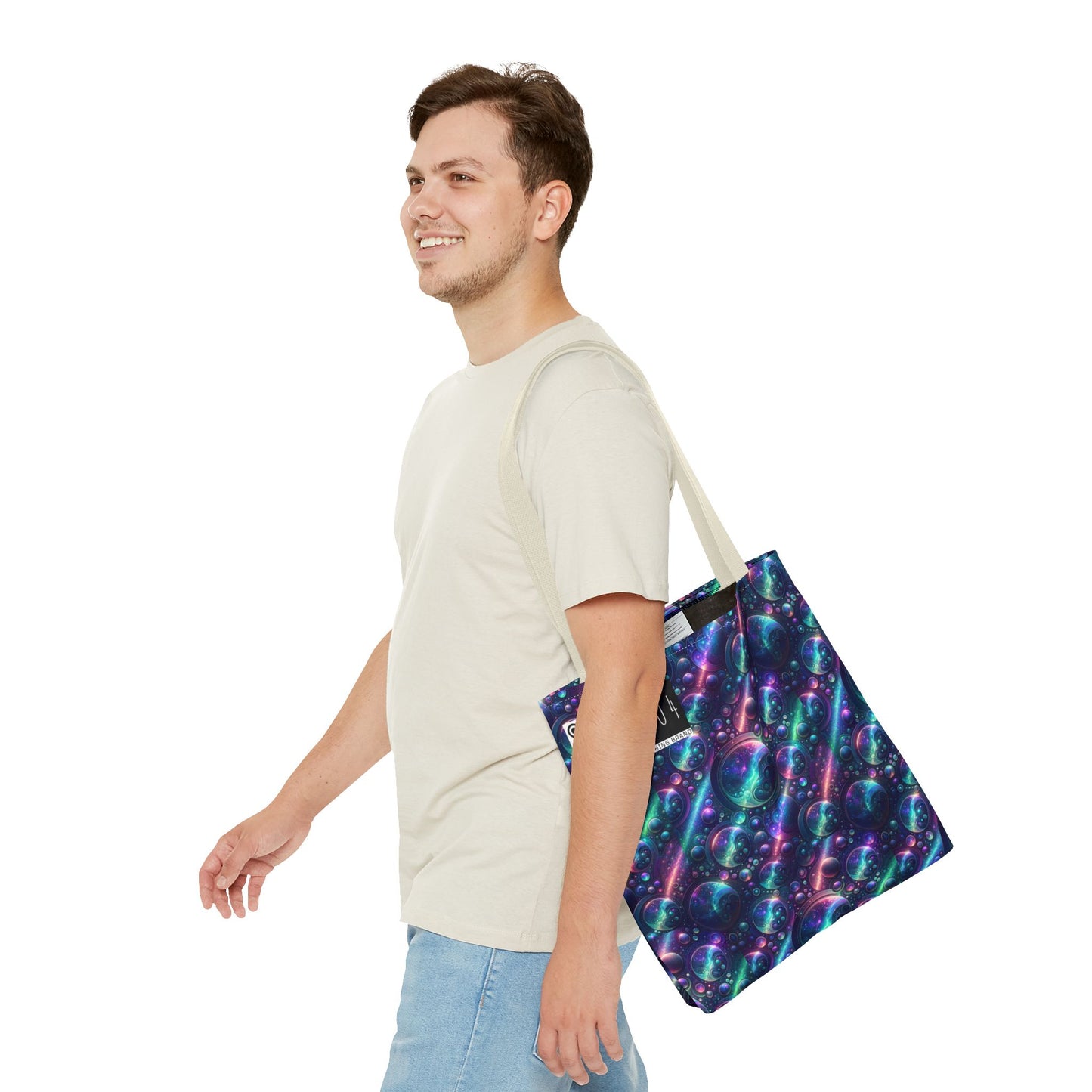 Iridescent Tech Fusion Tech-Forward Streetwear Tote Bag - 8404 Design-51