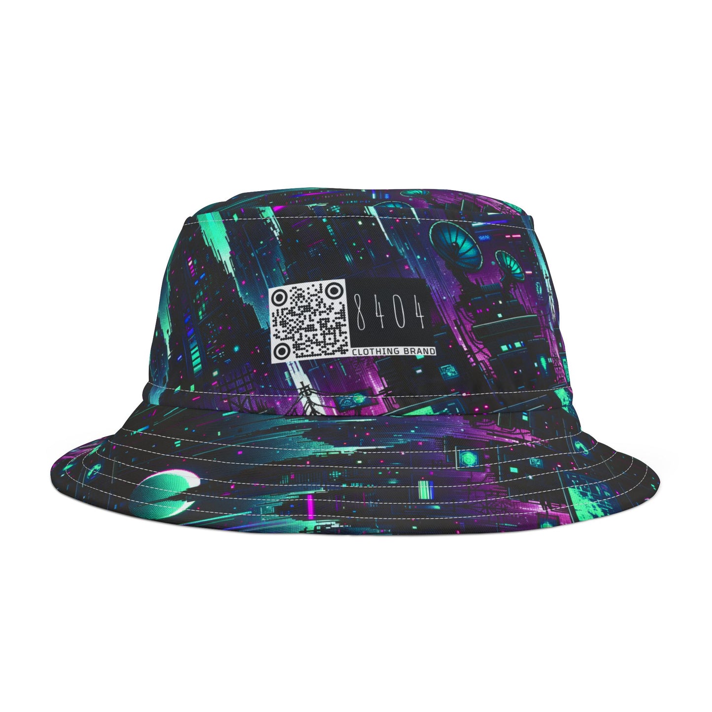 Tech Noir Graphics Futuristic Cyberpunk Bucket Hat - 8404 Design-54