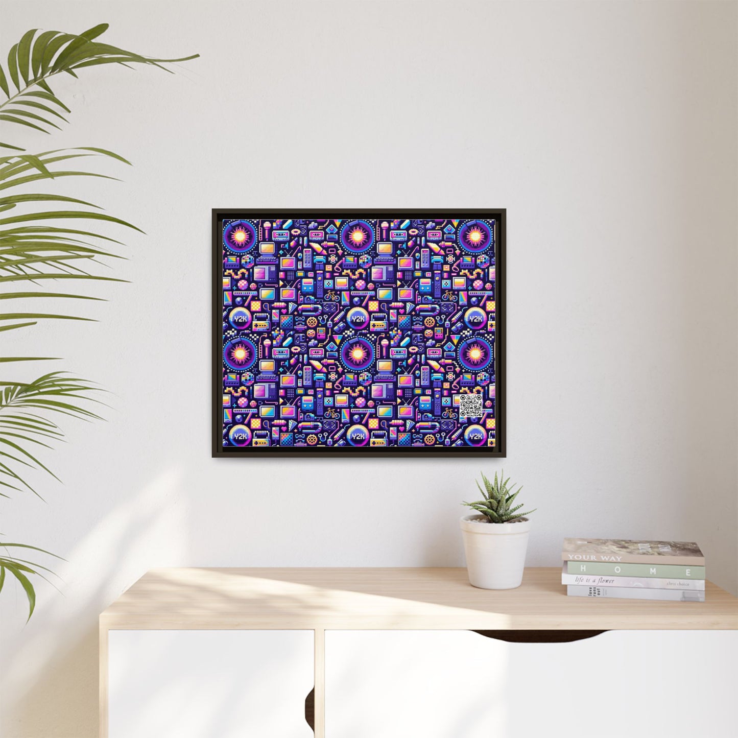 Digital Nostalgia Modern Retro Fusion Matte Canvas, Framed (multi-Color) - 8404 Design-64 B