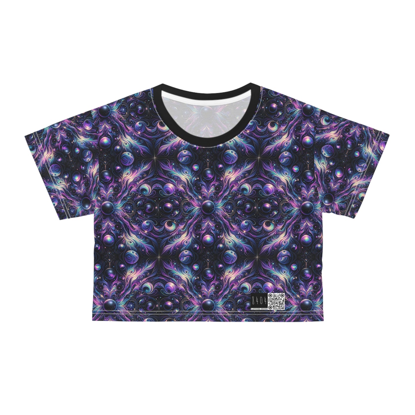 Galactic Hues Tech-Forward Cosmic Fusion Crop Tee - 8404 Design-41