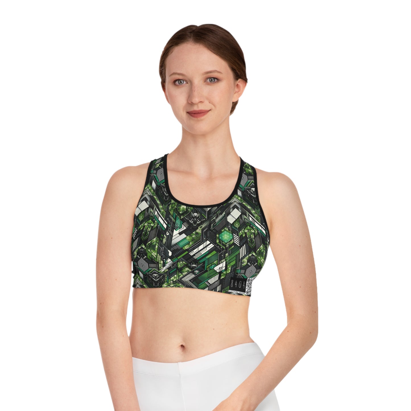 Tech Camo Fusion Tech-Forward Streetwear With a Futuristic Edge Sports Bra - 8404 Design-58