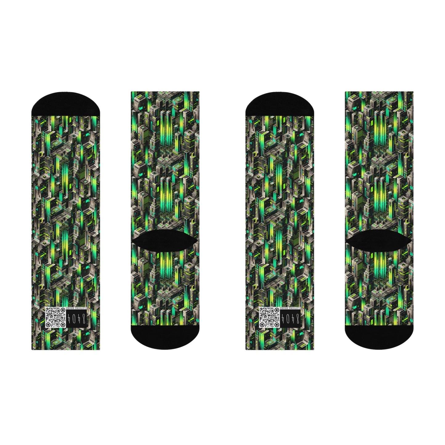 Digital Rebellion Tech-Forward Streetwear Cushioned Crew Socks - 8404 Design-63