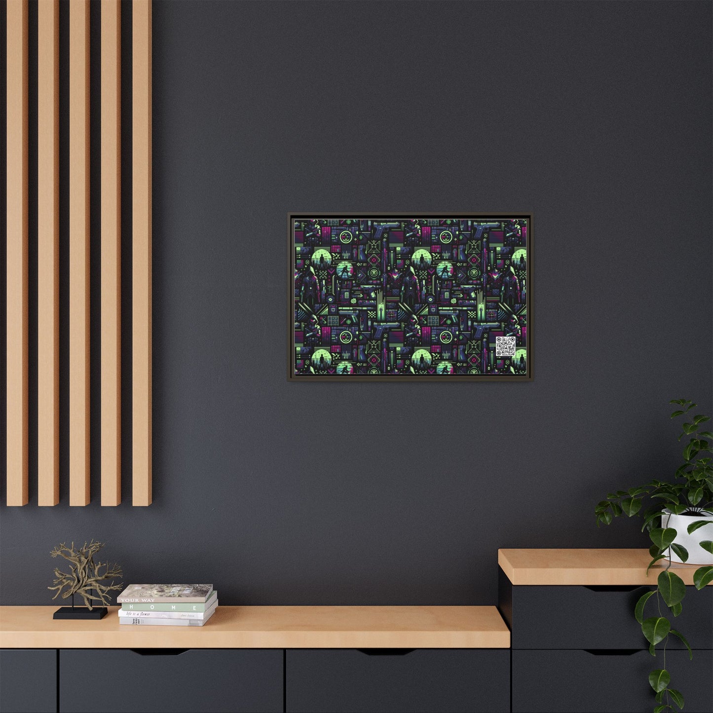 Tech Noir Futuristic Cyberpunk Matte Canvas, Framed (multi-Color) - 8404 Design-63 A