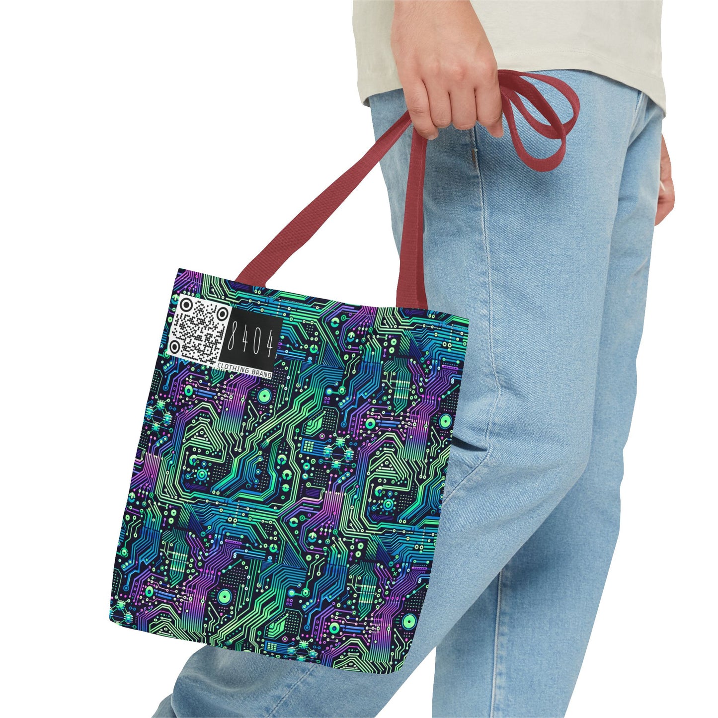 Tech-Infused Neon Tech-Forward Streetwear Tote Bag - 8404 Design-66