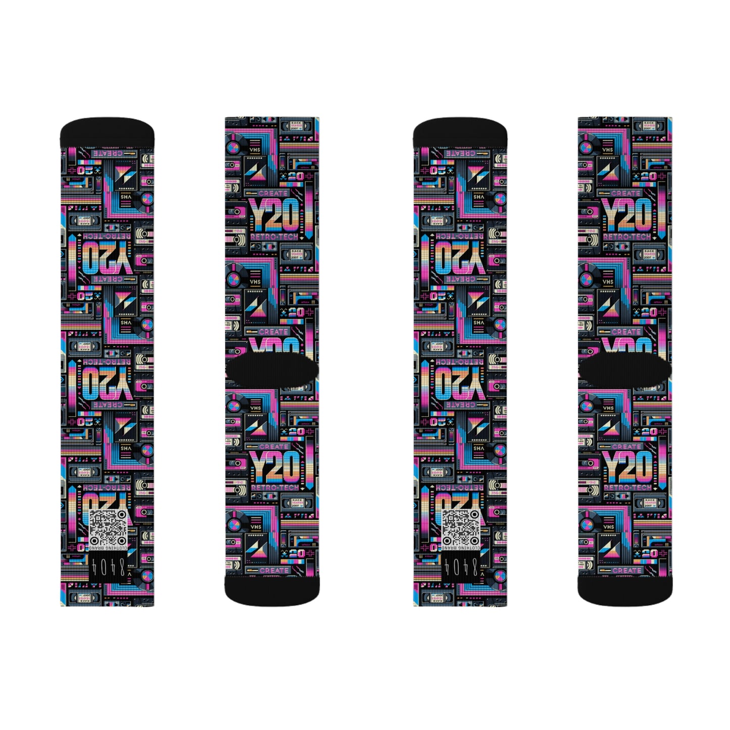 Digital Nostalgia Tech-Inspired Retro Fusion Sublimation Socks - 8404 Design-65