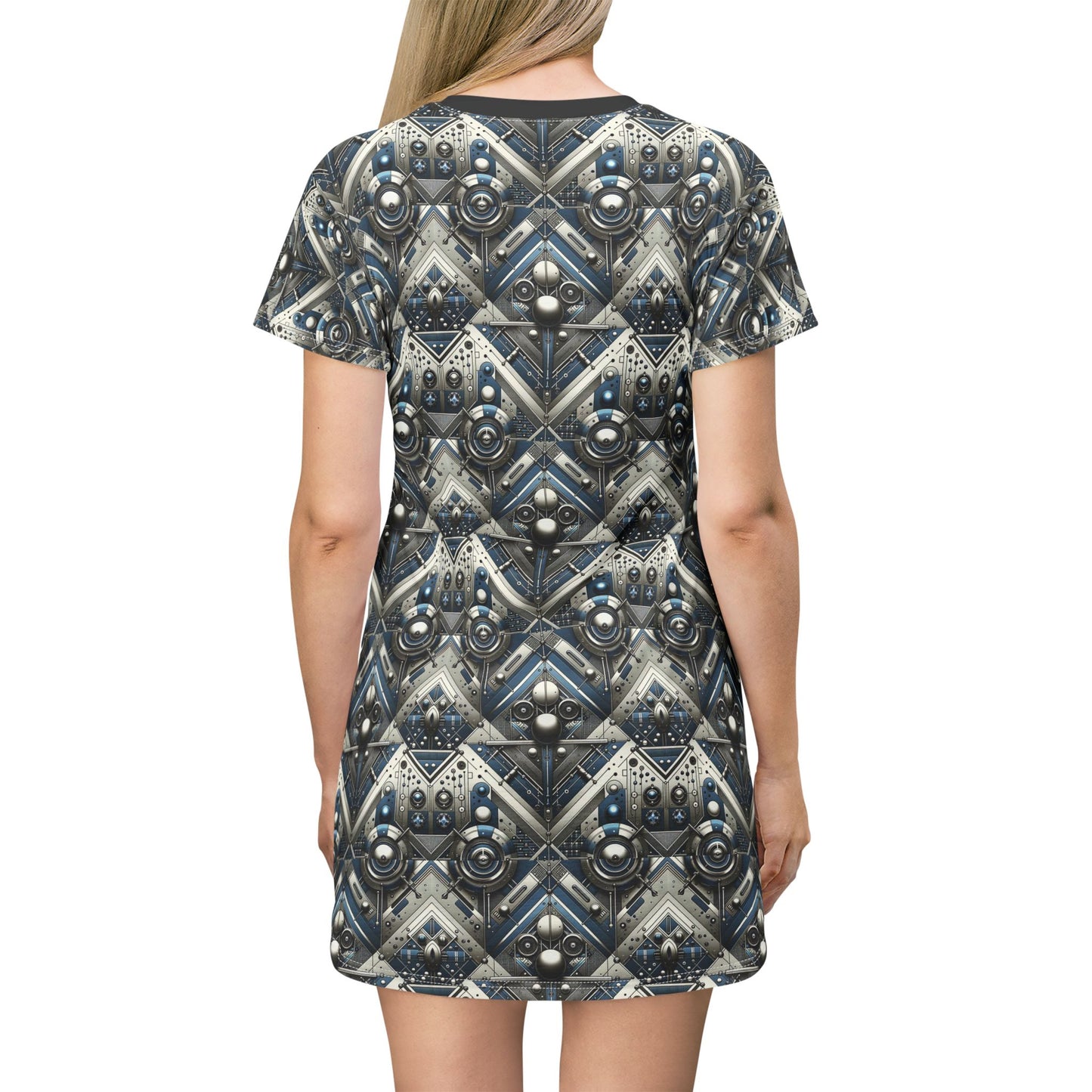 Tech Utility Fusion Tech-Forward Utility With a Futuristic Edge T-Shirt Dress - 8404 Design-63