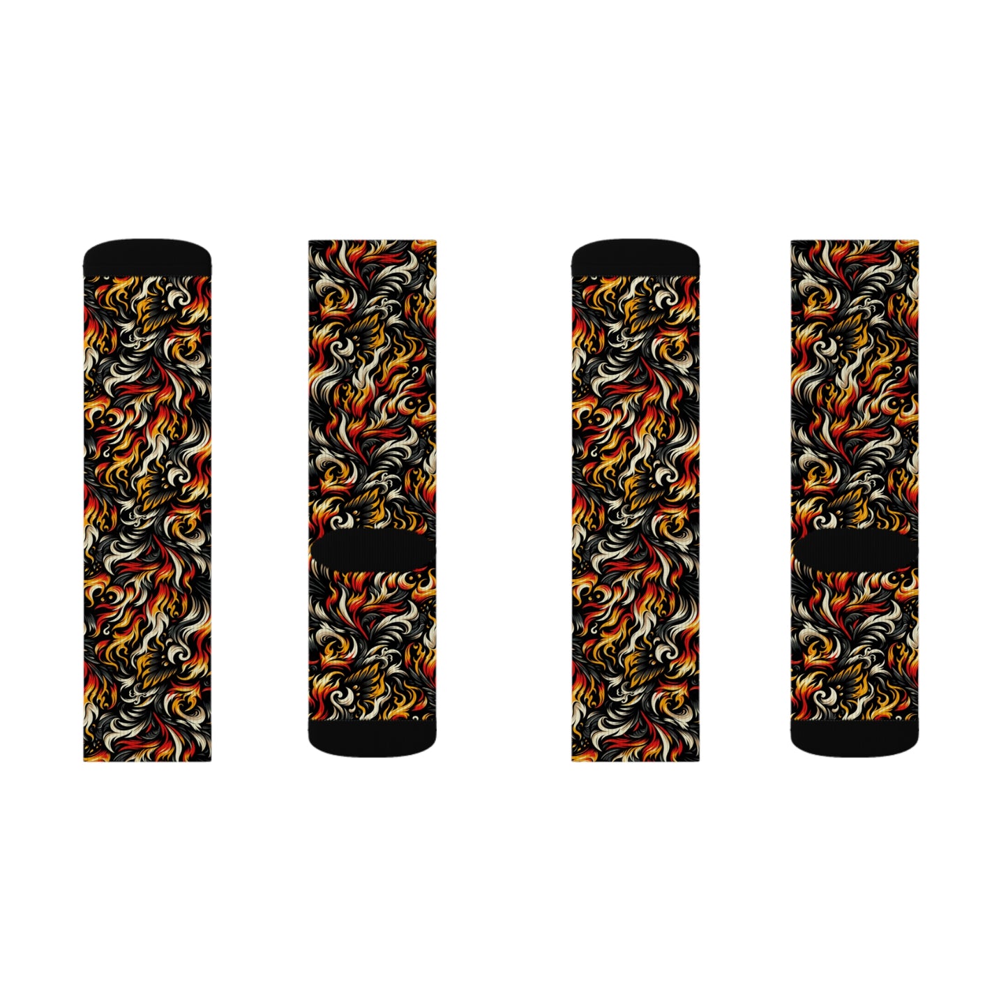 Fire & Flames Bold Streetwear Statement Sublimation Socks - 8404 Design-55