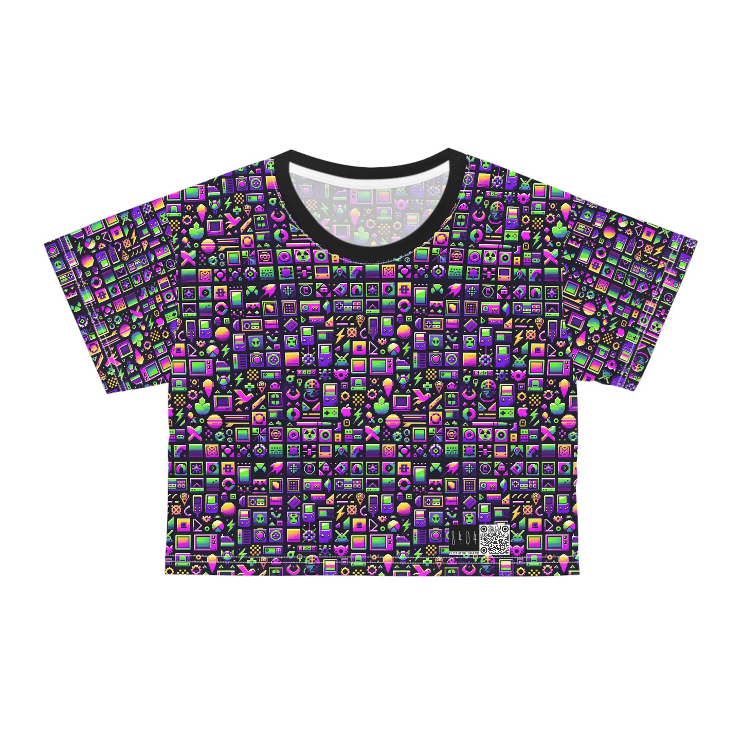 Digital Nostalgia Remix Modern Vintage Fusion Crop Tee - 8404 Design-49