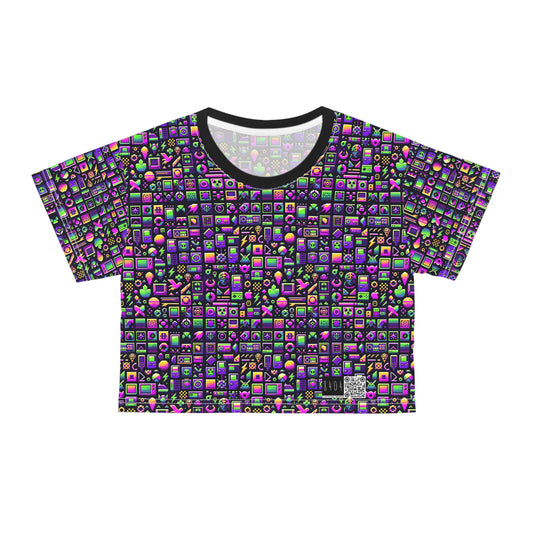Digital Nostalgia Remix Modern Vintage Fusion Crop Tee - 8404 Design-49