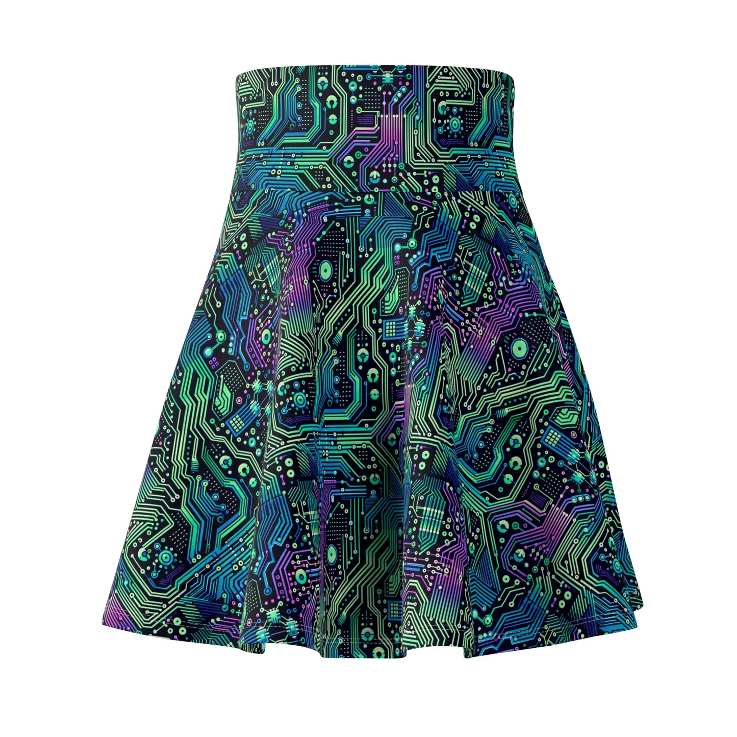 Tech-Infused Neon Tech-Forward Streetwear Women's Skater Skirt - 8404 Design-66