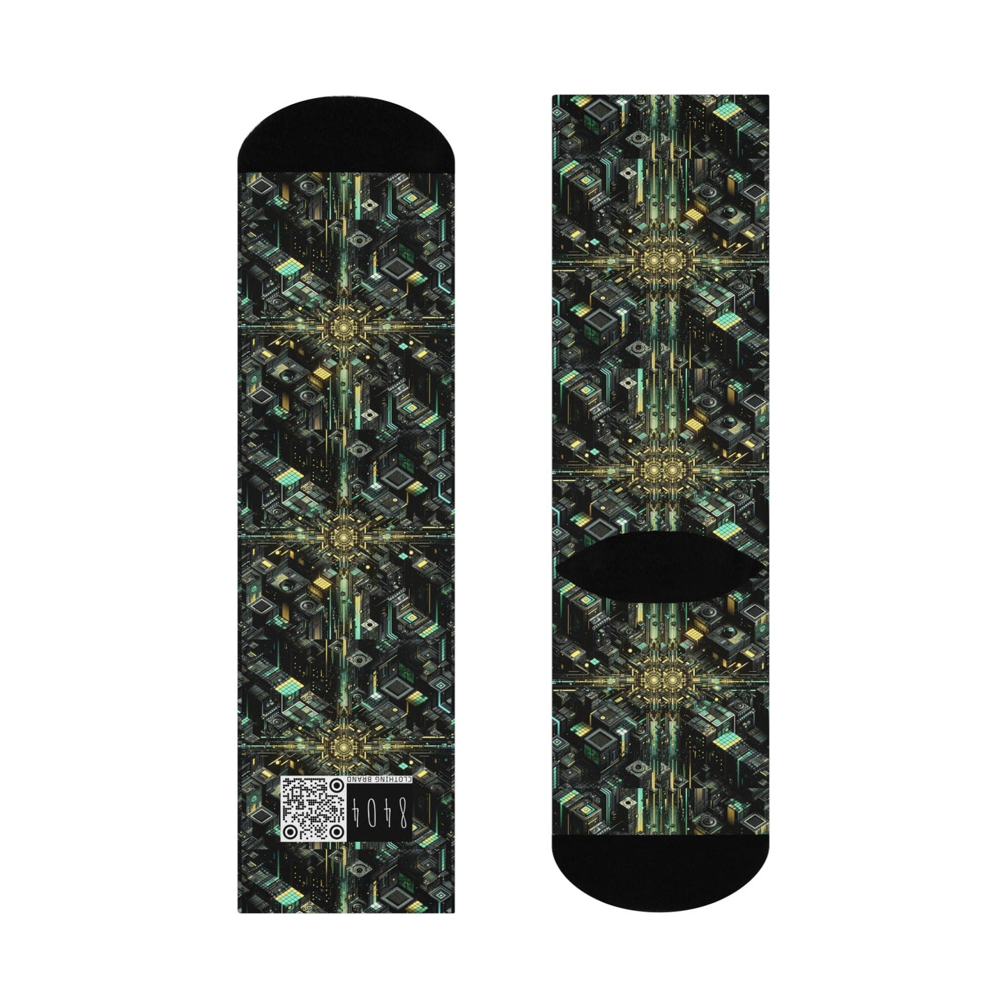 Tech Noir Graphics Tech-Inspired Streetwear Cushioned Crew Socks - 8404 Design-66