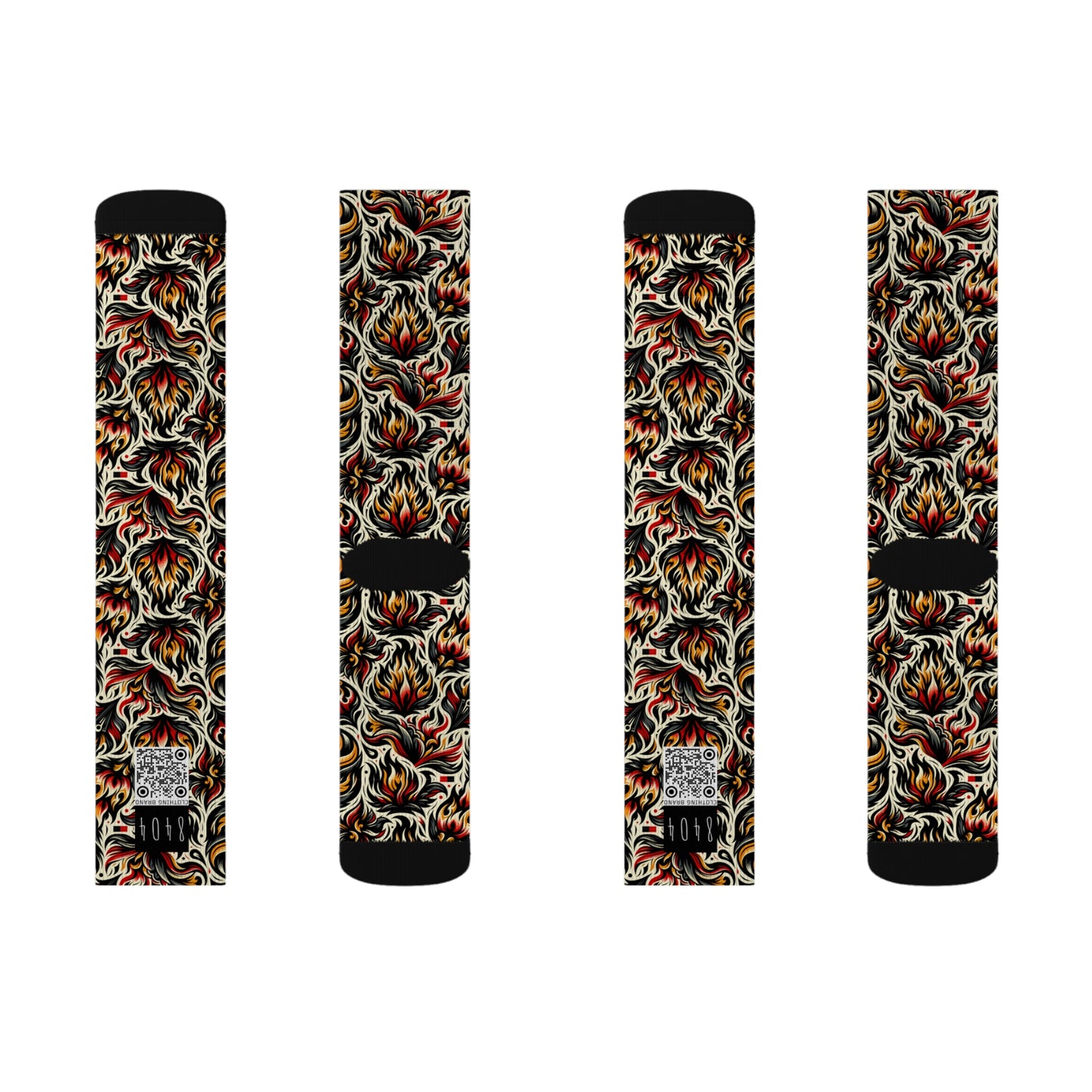 Fire & Flames Bold Streetwear Statement Sublimation Socks - 8404 Design-57