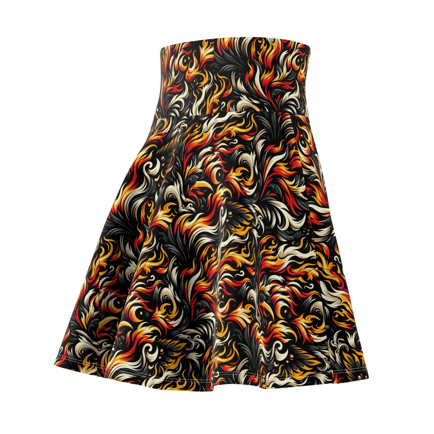 Fire & Flames Bold Streetwear Statement Women's Skater Skirt - 8404 Design-55