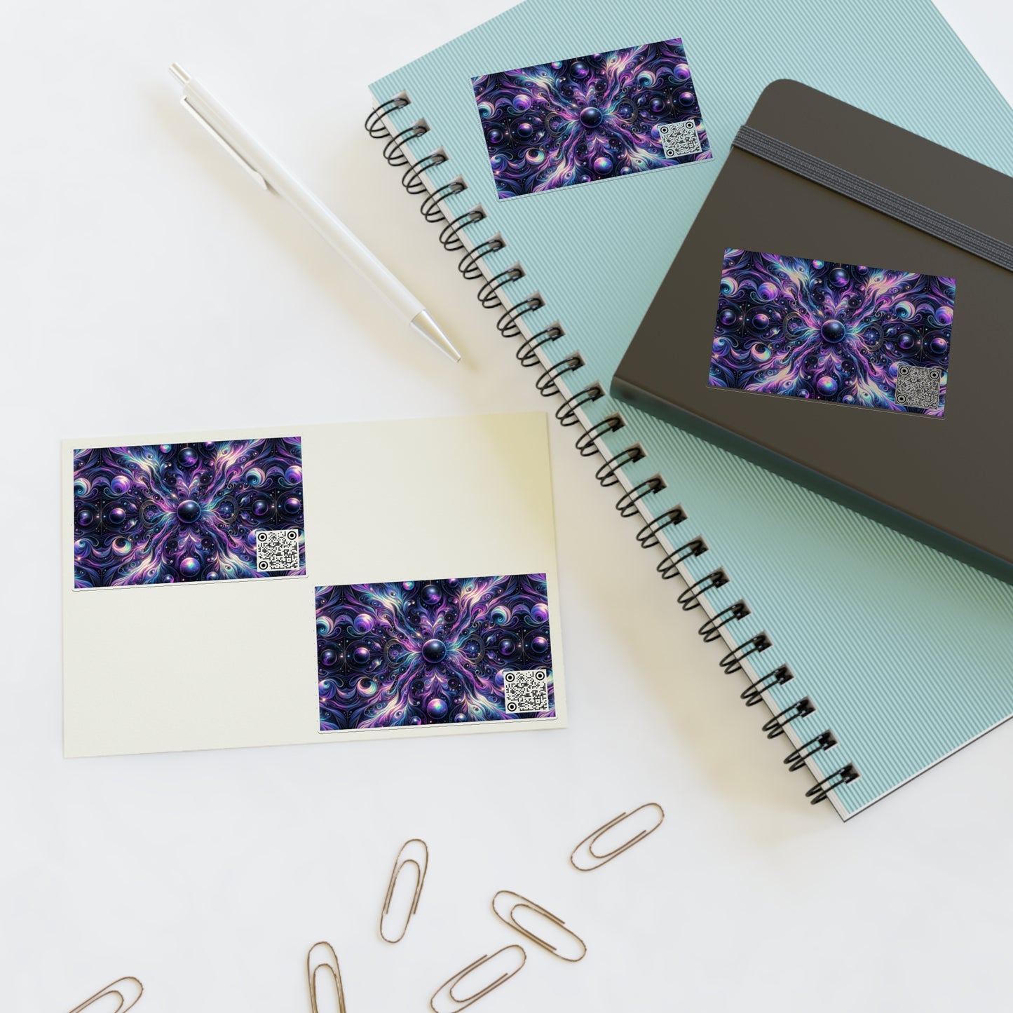 Galactic Hues Tech-Forward Cosmic Fusion Sticker Sheets - 8404 Design-41