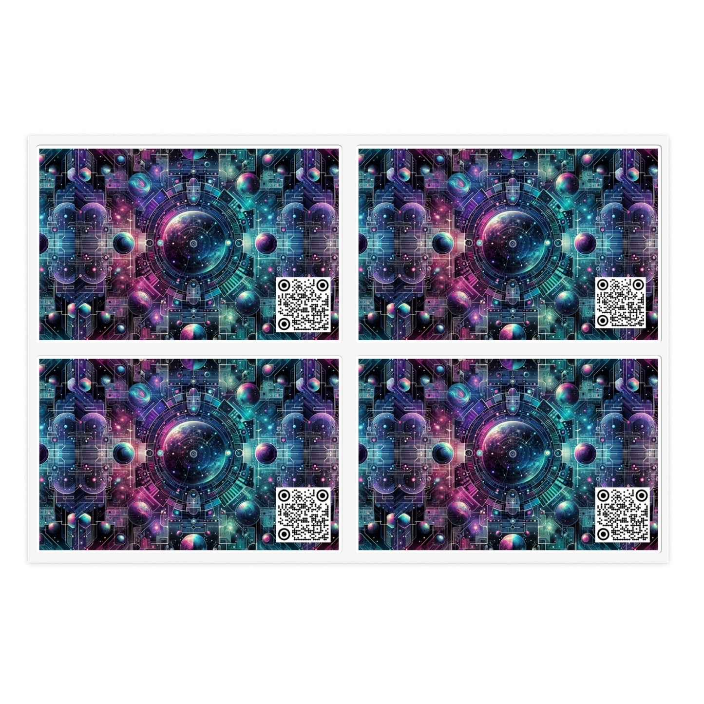 Galactic Hues Tech-Forward Cosmic Fusion Sticker Sheets - 8404 Design-59