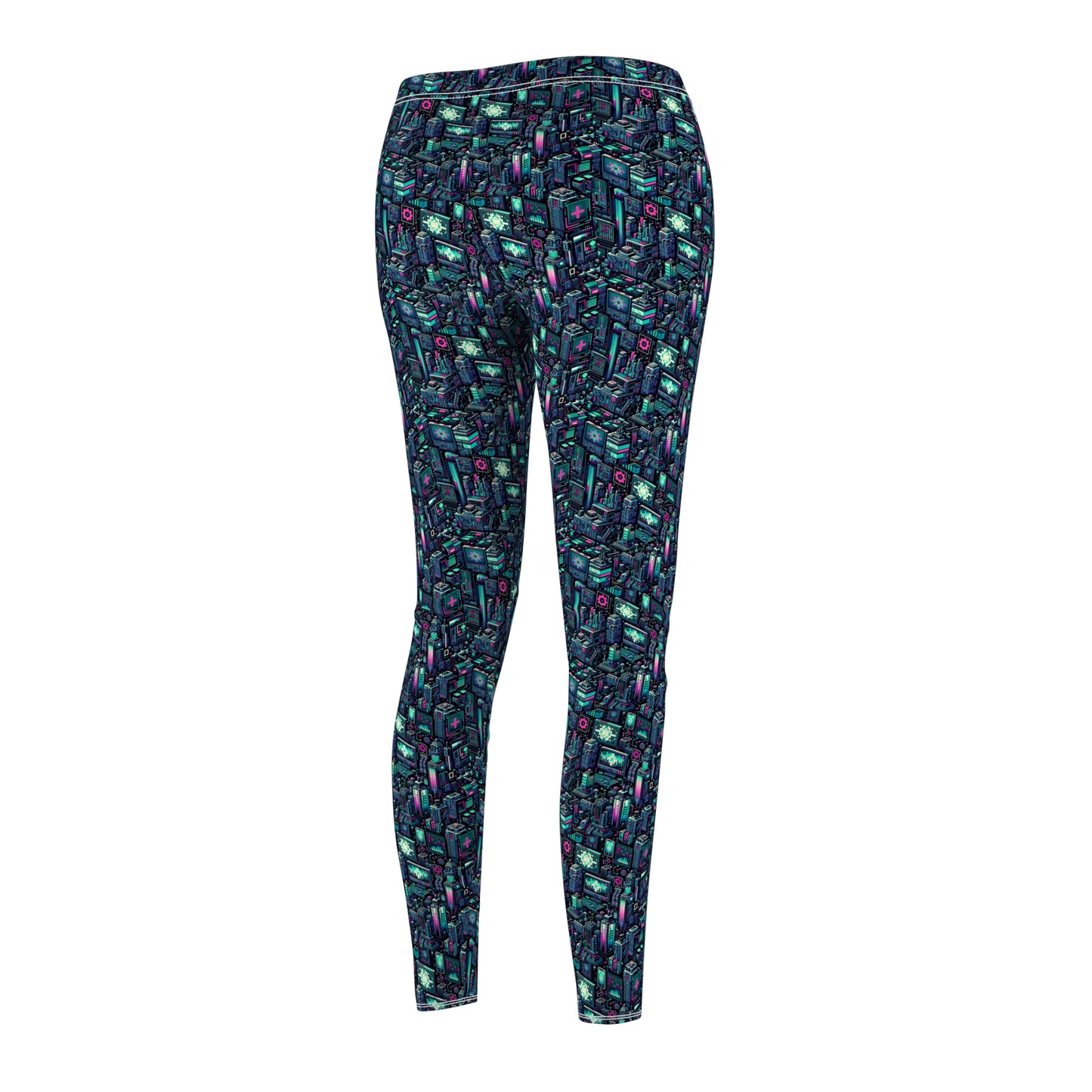 Digital Rebellion Tech-Inspired Streetwear Women's Cut & Sew Casual Leggings - 8404 Design-58