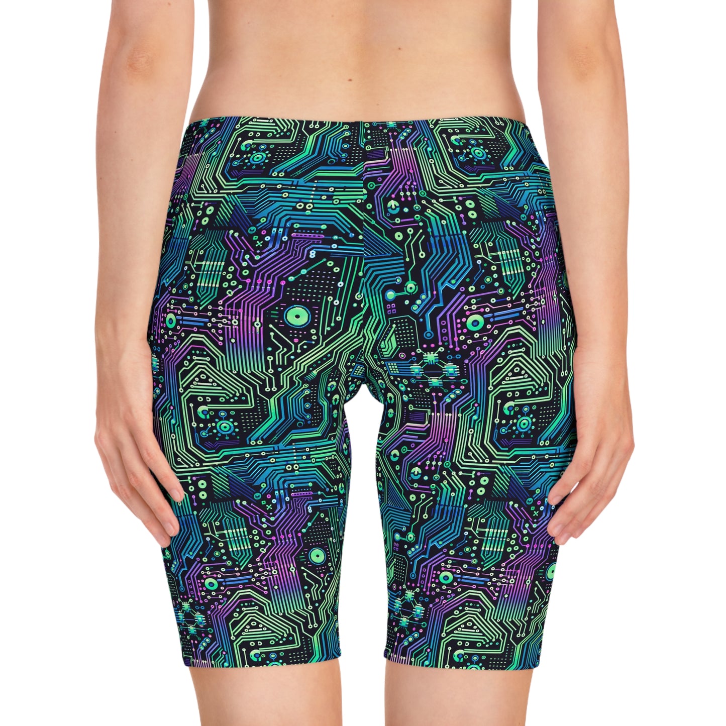 Tech-Infused Neon Tech-Forward Streetwear Women's Bike Shorts - 8404 Design-66