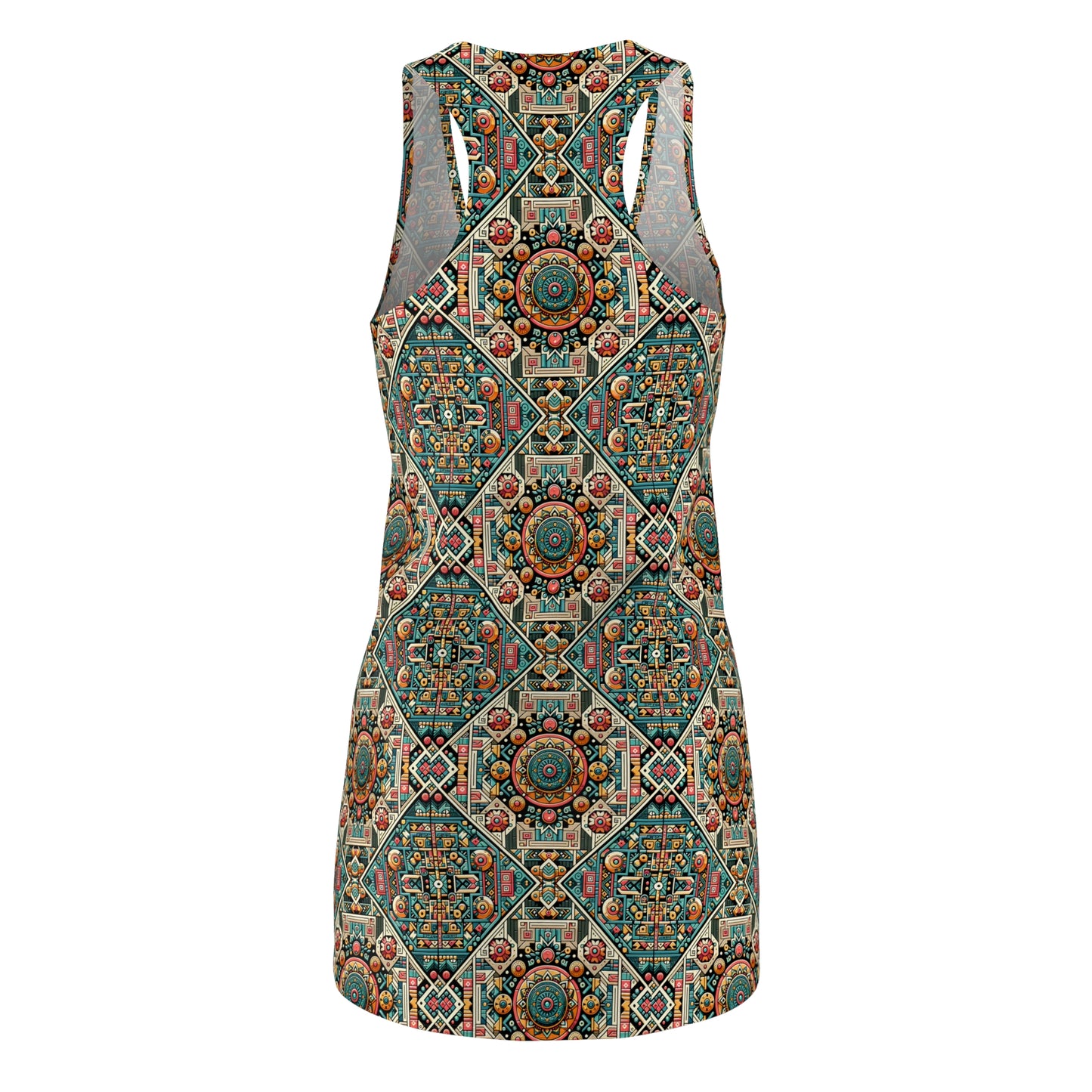 Cultural Fusion Tech Blend of Cultural Heritage With Tech-Inspired Elements Women's Cut & Sew Racerback Dress - 8404 Design-74