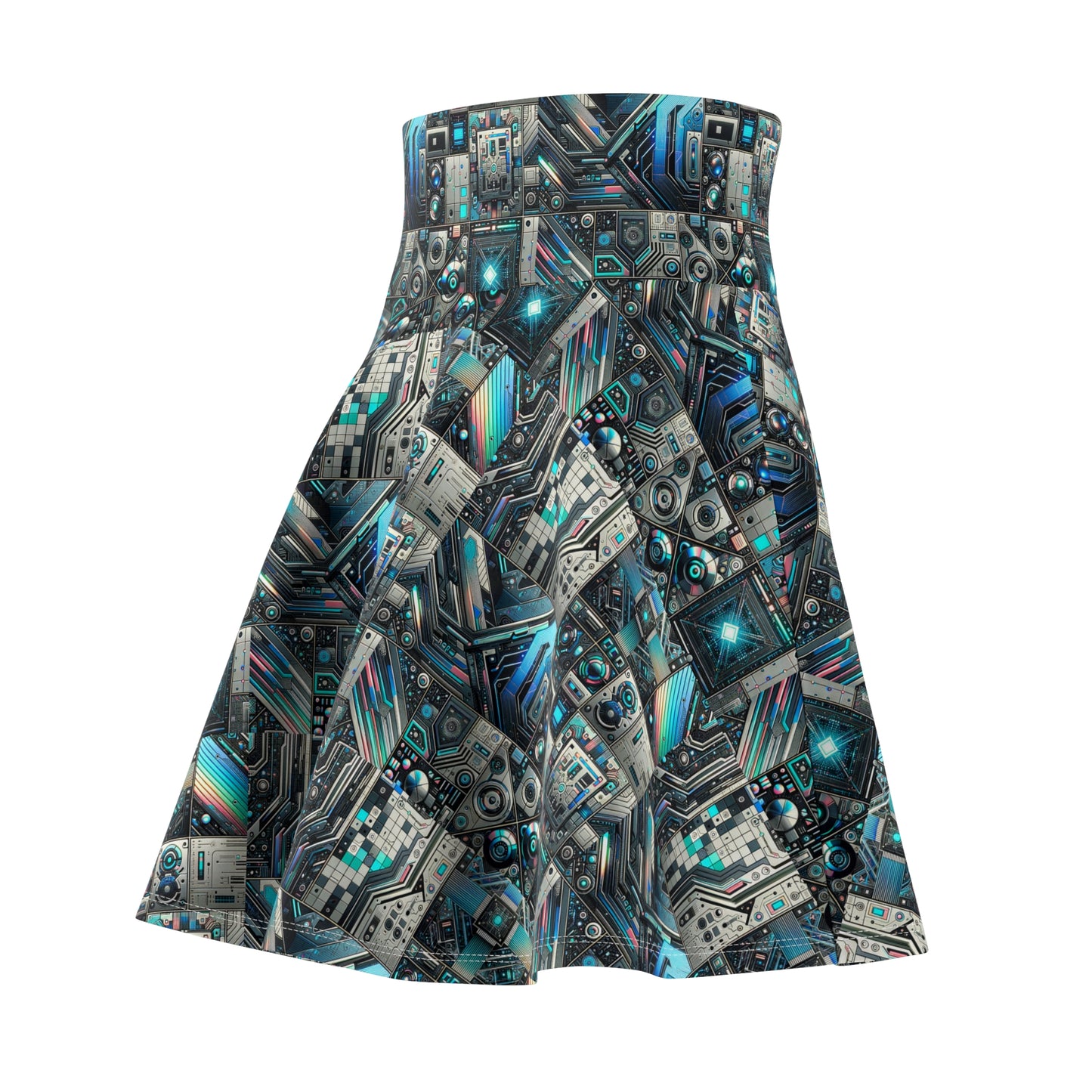 Tech-Infused Futurism Sleek Tech Edge Women's Skater Skirt - 8404 Design-48