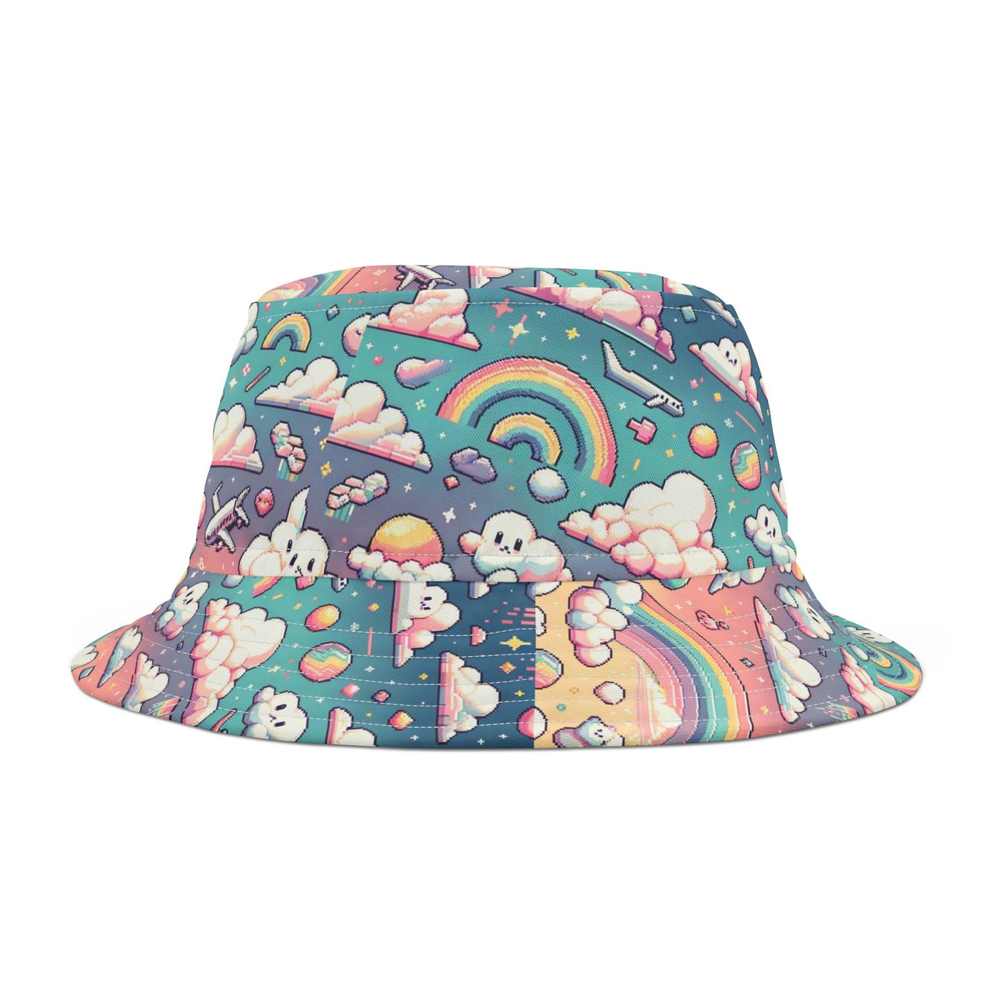 Digital Dreamland Whimsical and Nostalgic Streetwear With a Digital Twist Bucket Hat - 8404 Design-58