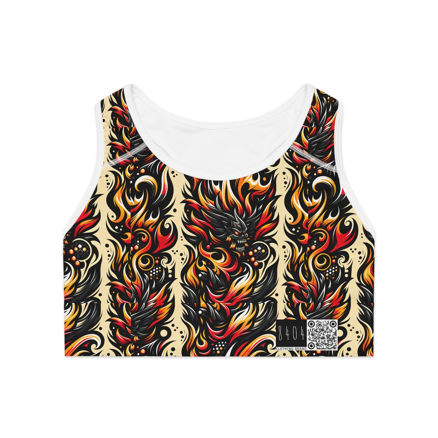 Flame Graphics Maximalist Streetwear Sports Bra - 8404 Design-65