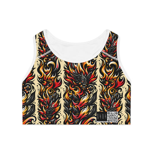 Flame Graphics Maximalist Streetwear Sports Bra - 8404 Design-65