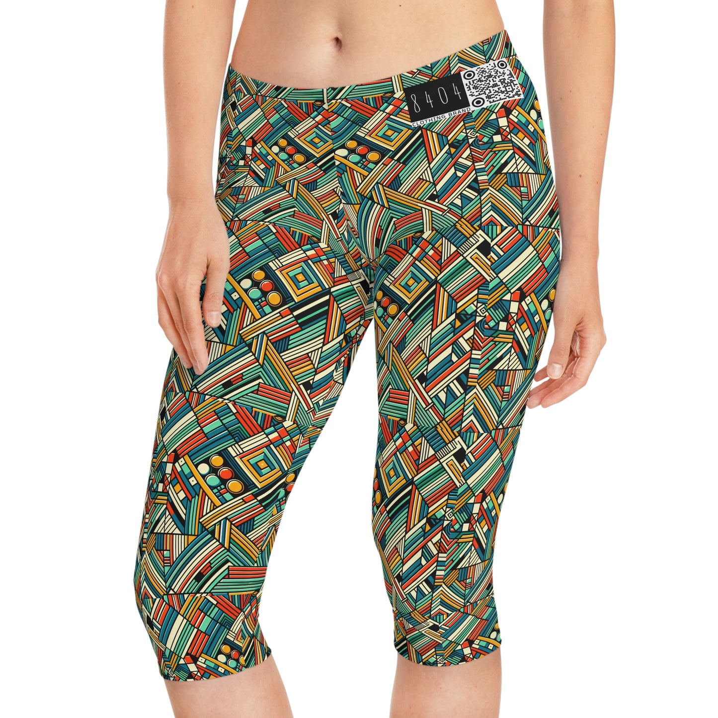 Abstract Graphic Art Modern Artistic Expression Women's Capri Leggings - 8404 Design-67