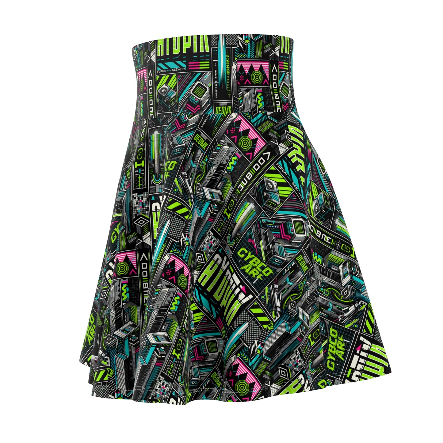 Tech-Forward Graphics Tech-Inspired Streetwear Women's Skater Skirt - 8404 Design-46
