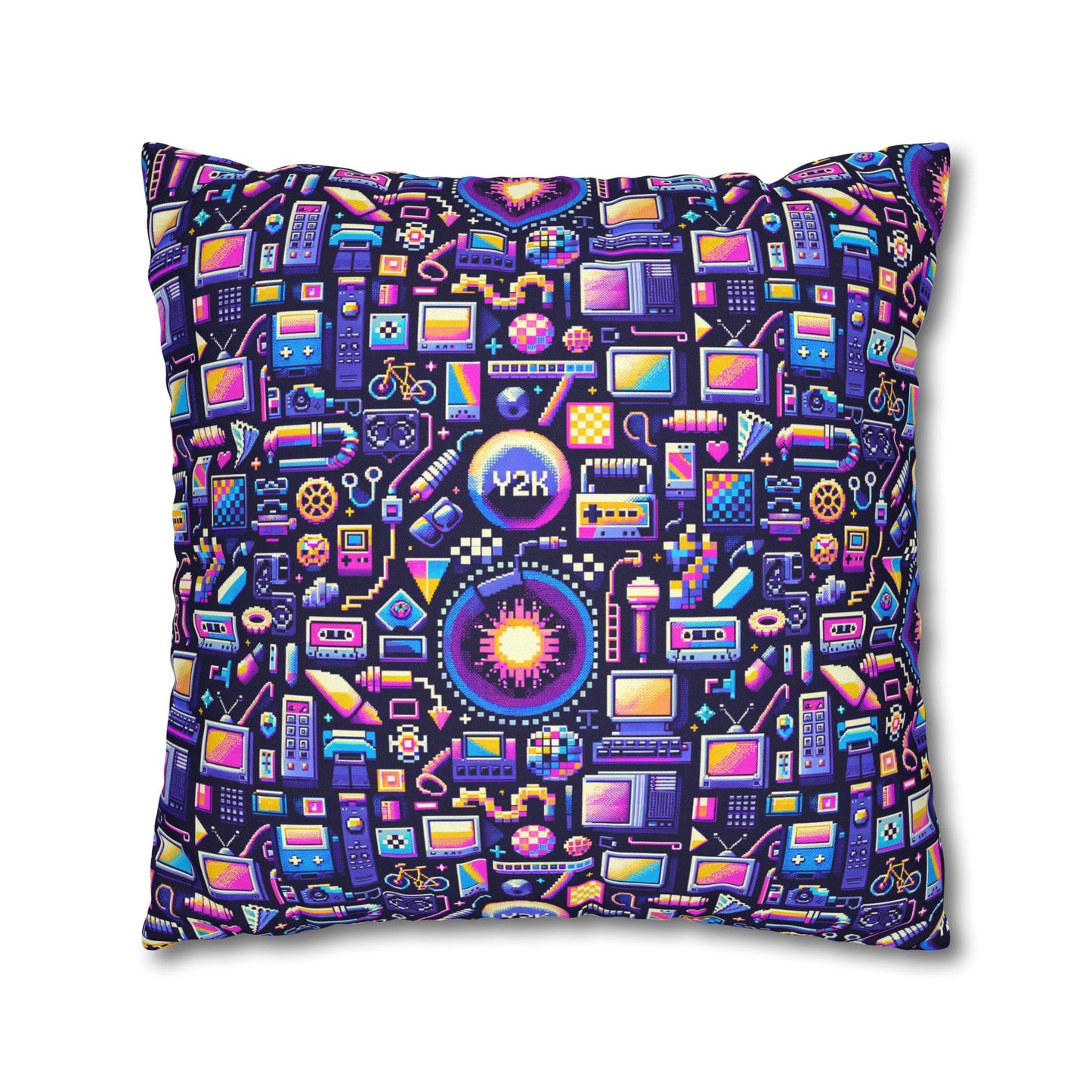 Digital Nostalgia Modern Retro Fusion Spun Polyester Square Pillowcase - 8404 Design-64
