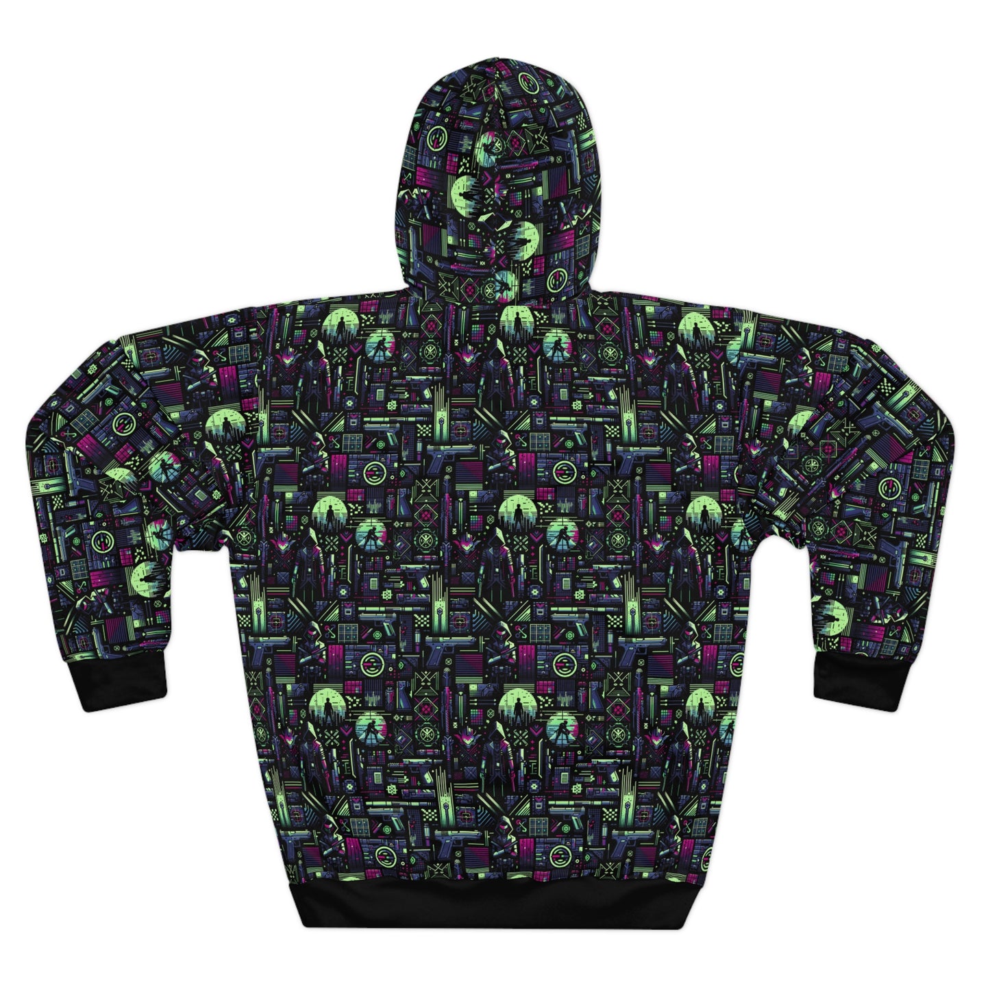 Tech Noir Futuristic Cyberpunk Pullover Hoodie - 8404 Design-63
